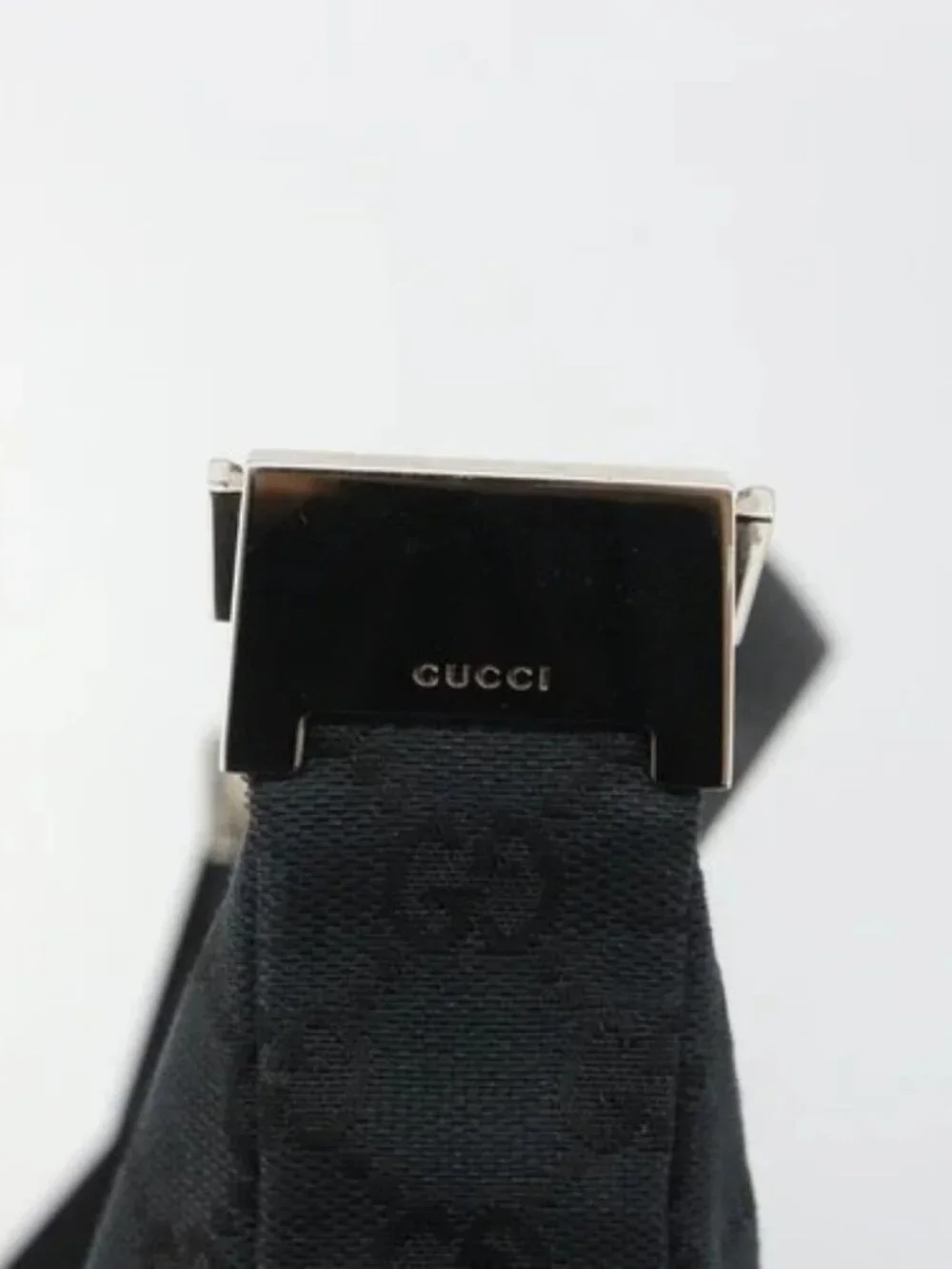 GUCCI GG Canvas Shoulder Bag Black Silver 019 0433 3444 Auth ka4995